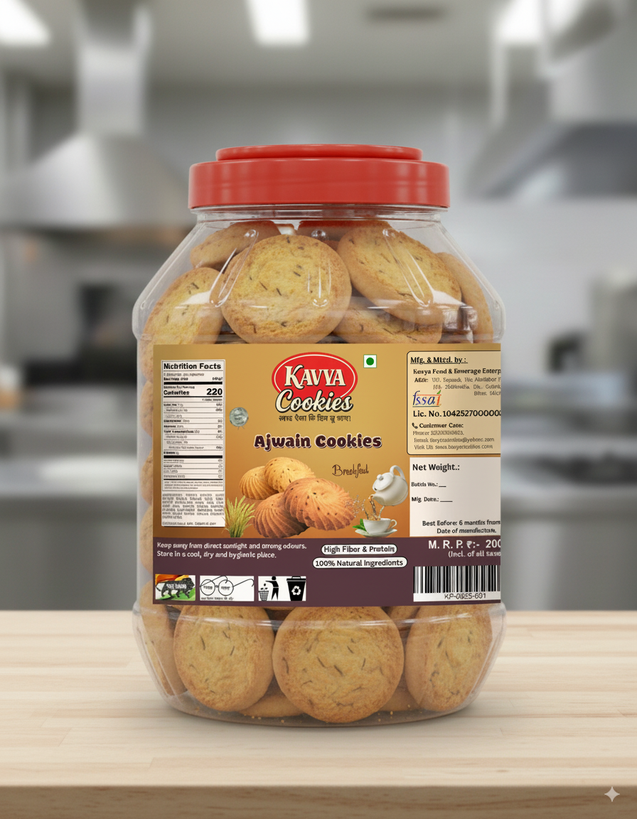 Kavya Jeera Cookies – Crispy & Flavourful Delight (800g Pet Jar Box)
