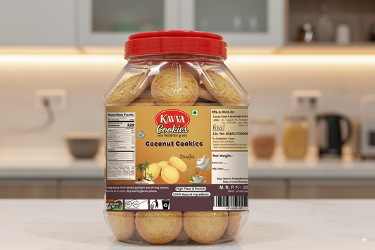 Kavya Coconut Cookies – Crispy & Coconutty Delight (800g Pet Jar Box)